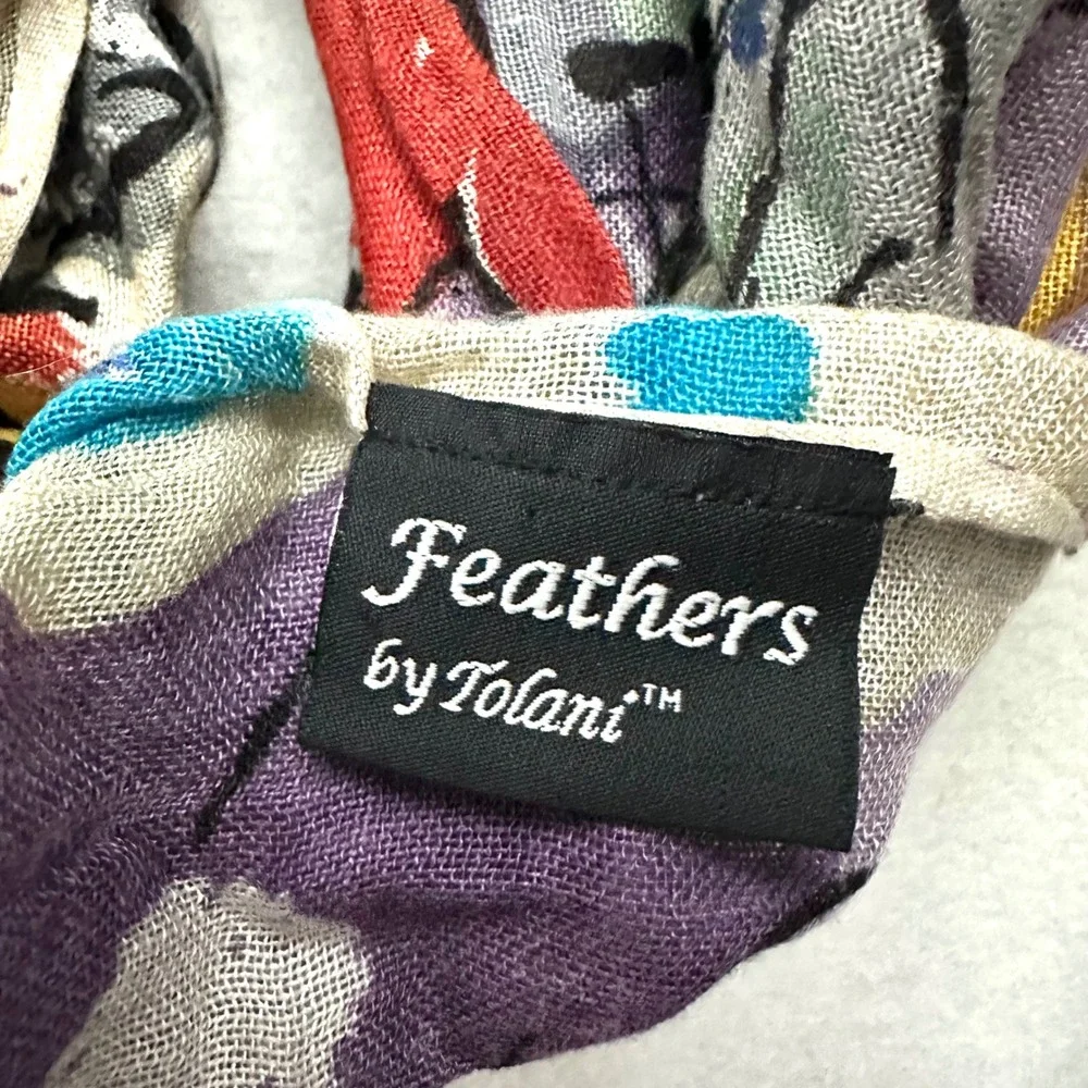 Feathers by Tolani Floral Watercolor Abstract Silk Infinity Scarf Lightweight